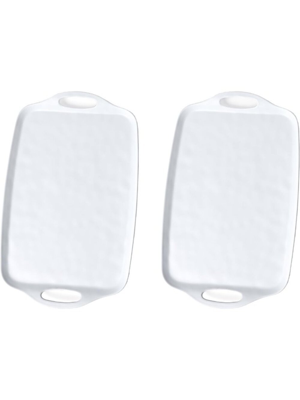 Large White Melamine Serving Tray Set of 2 – 19x12 Inch Rectangular with Handles